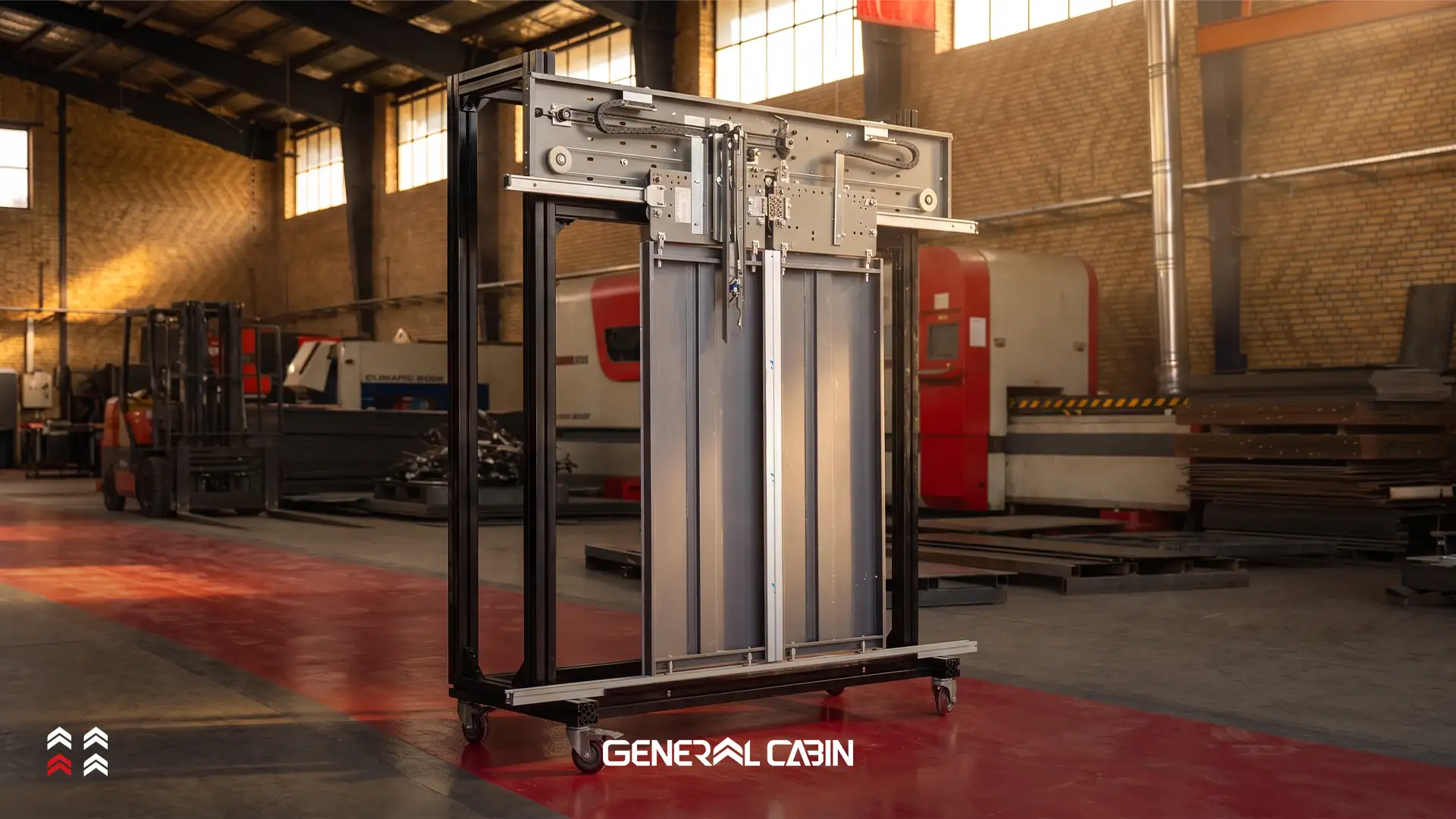 General elevator door manufacturing process in the production facility تولید درب آسانسور جنرال