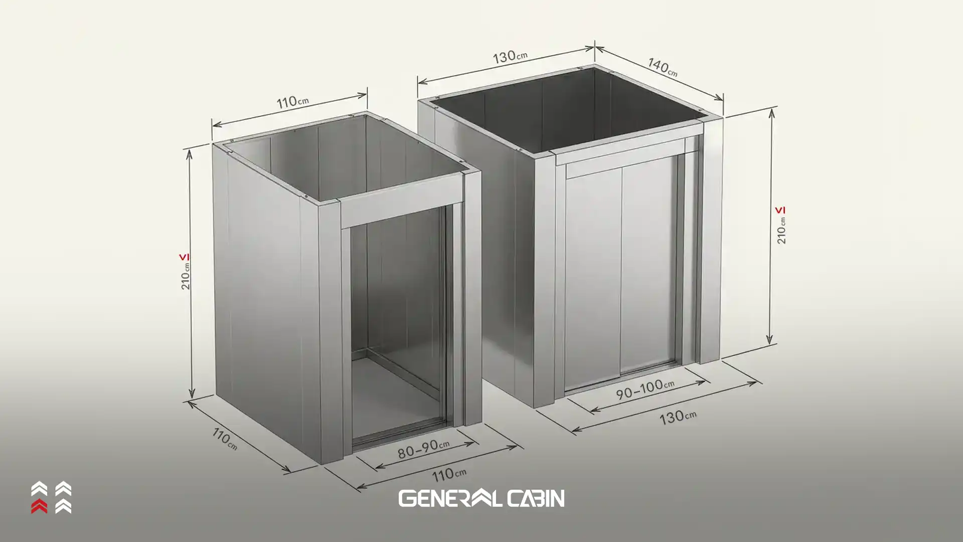 ابعاد کابین آسانسور ۶ و ۸ نفره